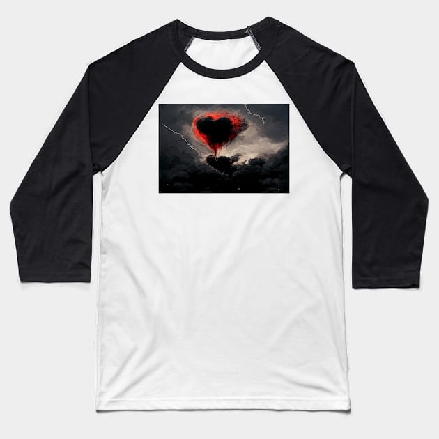 Broken Heart in the Clouds /  Broken Hearts Unwind Designs Baseball T-Shirt by Unwind-Art-Work